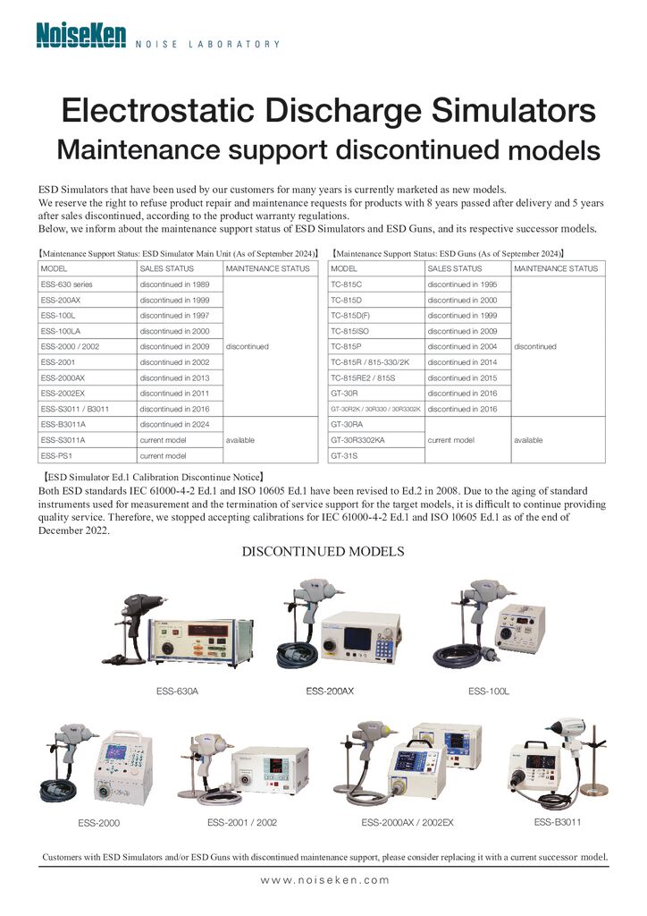 Electrostatic Discharge Simulators Repair Status and Successor Equipment